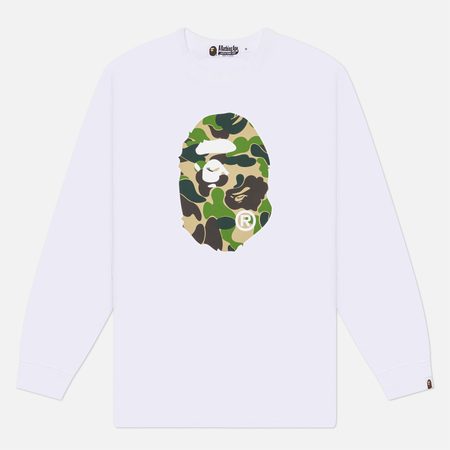 Мужской лонгслив A Bathing Ape ABC Camo Ape Head Relaxed Fit, цвет белый
