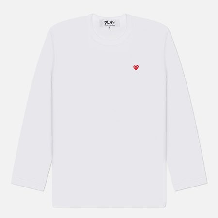 Мужской лонгслив Comme des Garcons Play Small Red Emblem, цвет белый