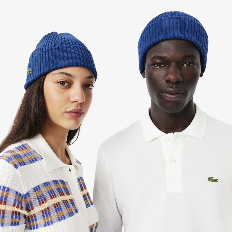 Шерстяная шапка Lacoste унисекс в рубчик 3