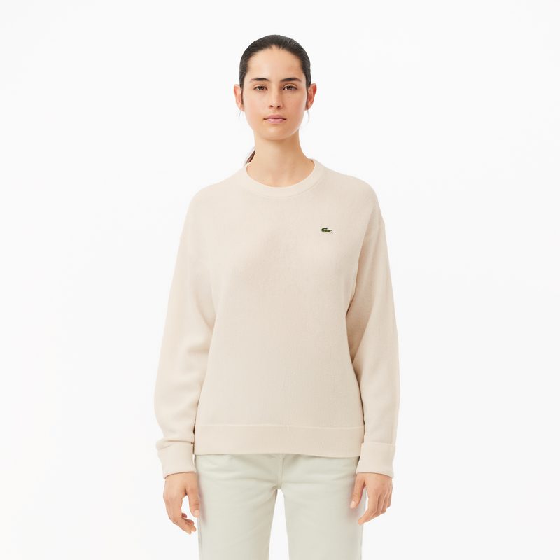 Женский шерстяной свитер Lacoste с круглым вырезом