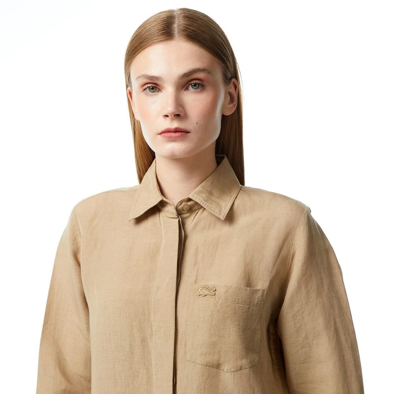 Женская лёгкая рубашка Lacoste из льна 3