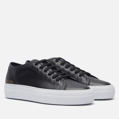 Женские кроссовки Common Projects Tournament Low Super Leather, цвет чёрный
