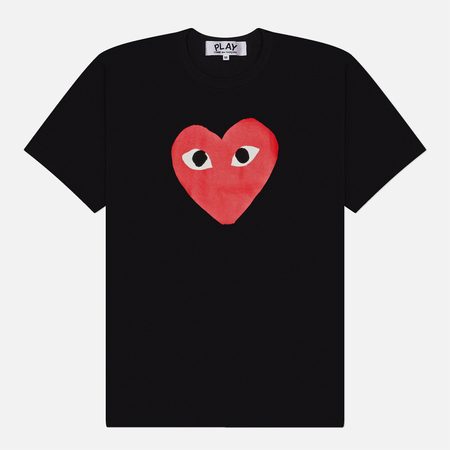 Мужская футболка Comme des Garcons Play Oversized Logo Print, цвет чёрный