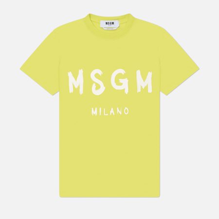Женская футболка MSGM MSGM Brush Stroke Logo, цвет зелёный