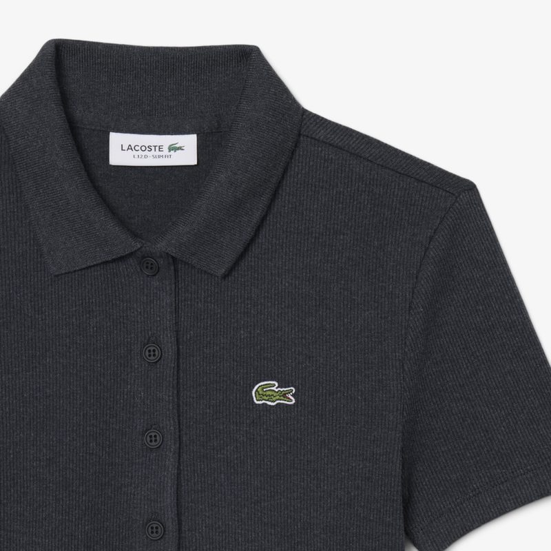 Женское хлопковое облегающее поло Lacoste L.12.D в рубчик 5