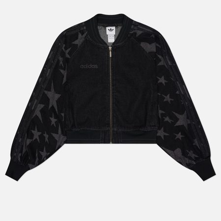 Женская куртка бомбер adidas Originals SST Denim Graphic Varsity, цвет чёрный