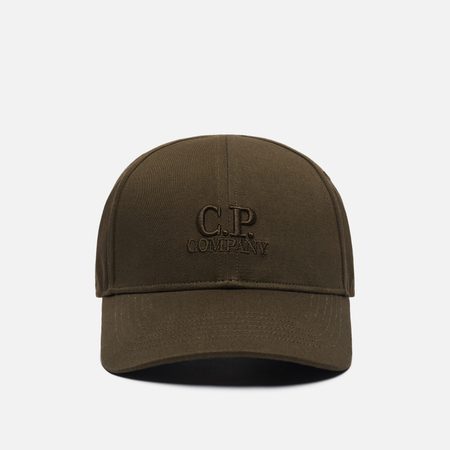 Кепка C.P. Company Gabardine Embroidered Logo Detail, цвет оливковый