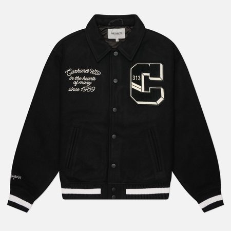 Мужская куртка ветровка Carhartt WIP World Class Varsity, цвет чёрный