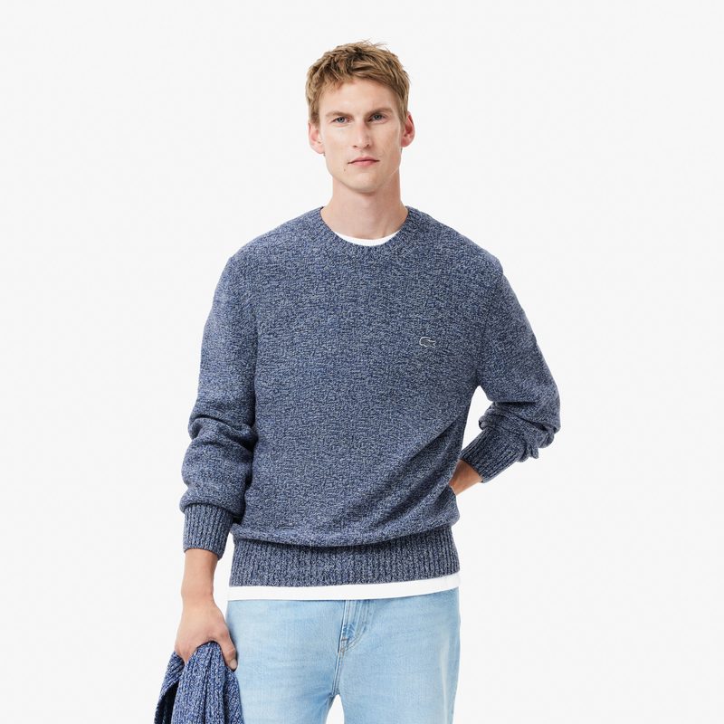 Мужской меланжевый свитер Lacoste с круглым воротом