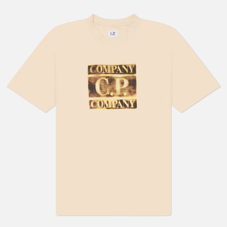 Мужская футболка C.P. Company 30/1 Jersey Logo Regular, цвет бежевый
