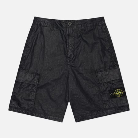 Мужские шорты Stone Island Organic-Look Nylon Panama-TC, цвет чёрный