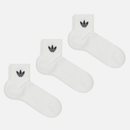 Комплект носков adidas Originals 3-Pack Ankle Mid-Cut Crew, цвет белый