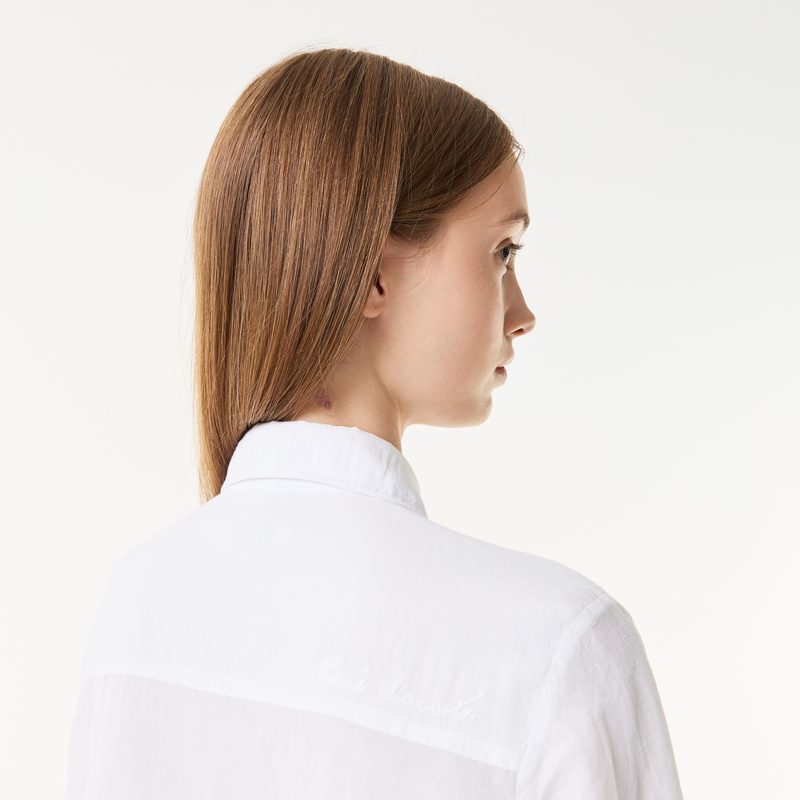 Женская лёгкая рубашка Lacoste из льна 4