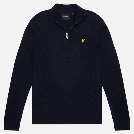 Мужской свитер Lyle & Scott Lambswool Blend Quarter Zip Jumper, цвет синий
