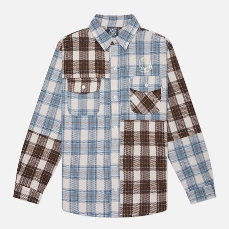 Мужская рубашка Billionaire Boys Club Arch Logo Patchwork Check, цвет голубой