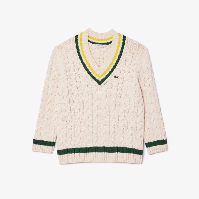 Женский вязаный свитер Lacoste c V-образным вырезом 5