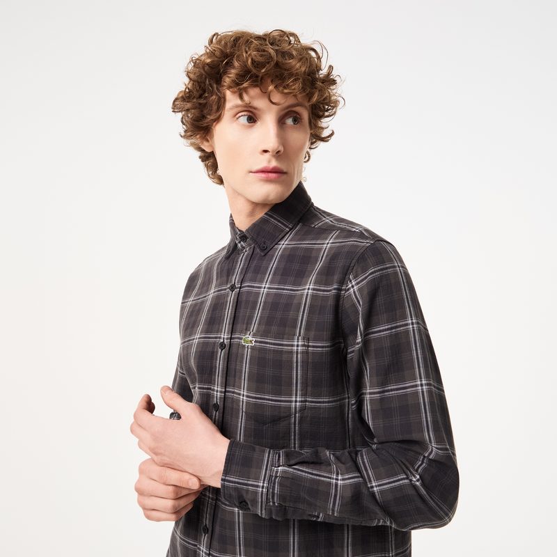 Мужская хлопковая рубашка Lacoste в клетку 3