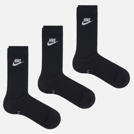 Комплект носков Nike 3-Pack Everyday Essential Crew, цвет чёрный