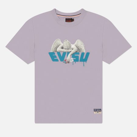 Мужская футболка Evisu Heritage Angel & Aerosol Spray Paint Printed, цвет фиолетовый