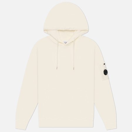 Мужская толстовка C.P. Company Cotton Diagonal Fleece Hoodie Lens, цвет белый