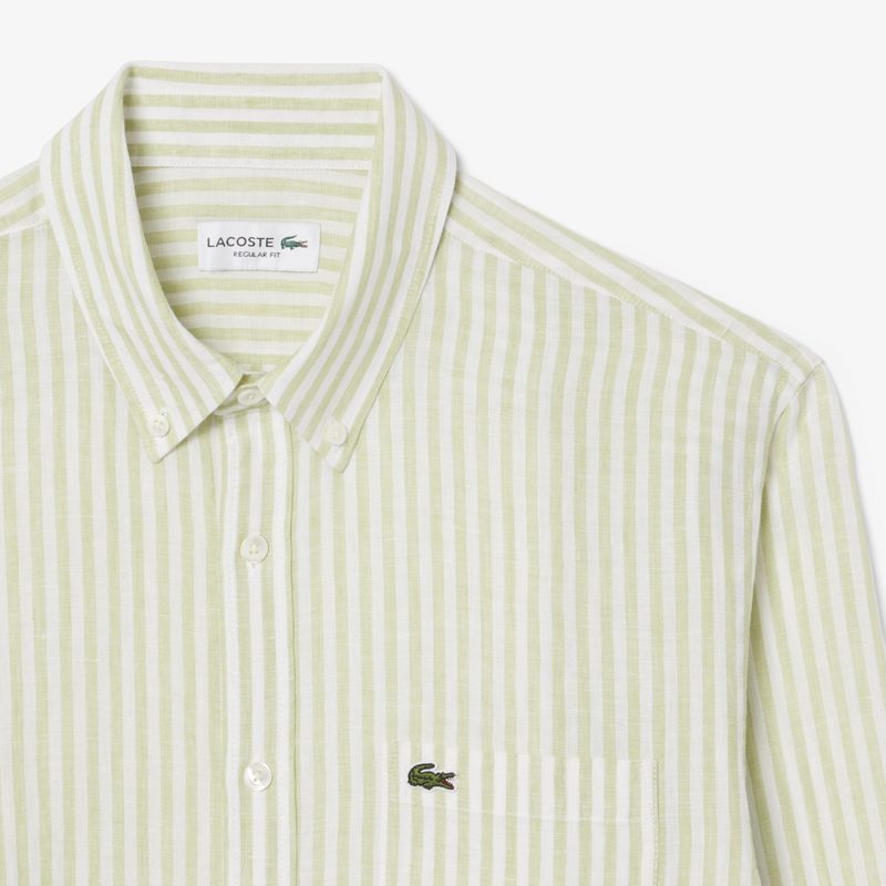 Мужская льняная рубашка Lacoste в полоску 5