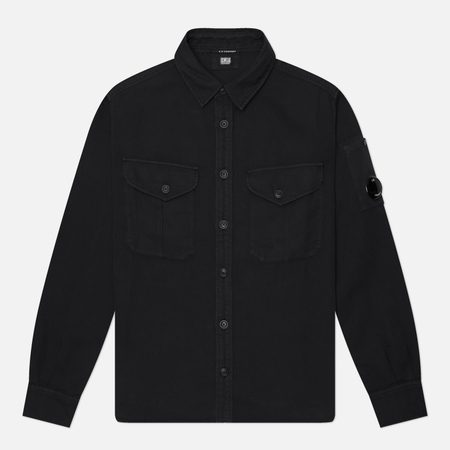 Мужская рубашка C.P. Company Cotton/Linen Button, цвет чёрный