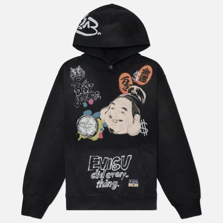 Мужская толстовка Evisu Heritage Godhead Printed Hoodie, цвет чёрный