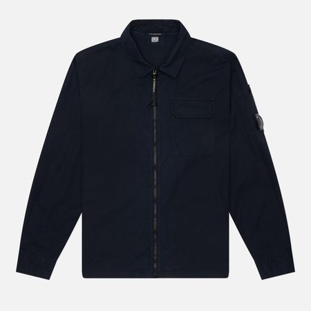 Мужская рубашка C.P. Company Organic Gabardine Zipped Lens Overshirt, цвет синий