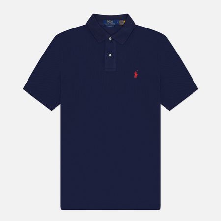 Мужское поло Polo Ralph Lauren Custom Slim Fit Mesh, цвет синий