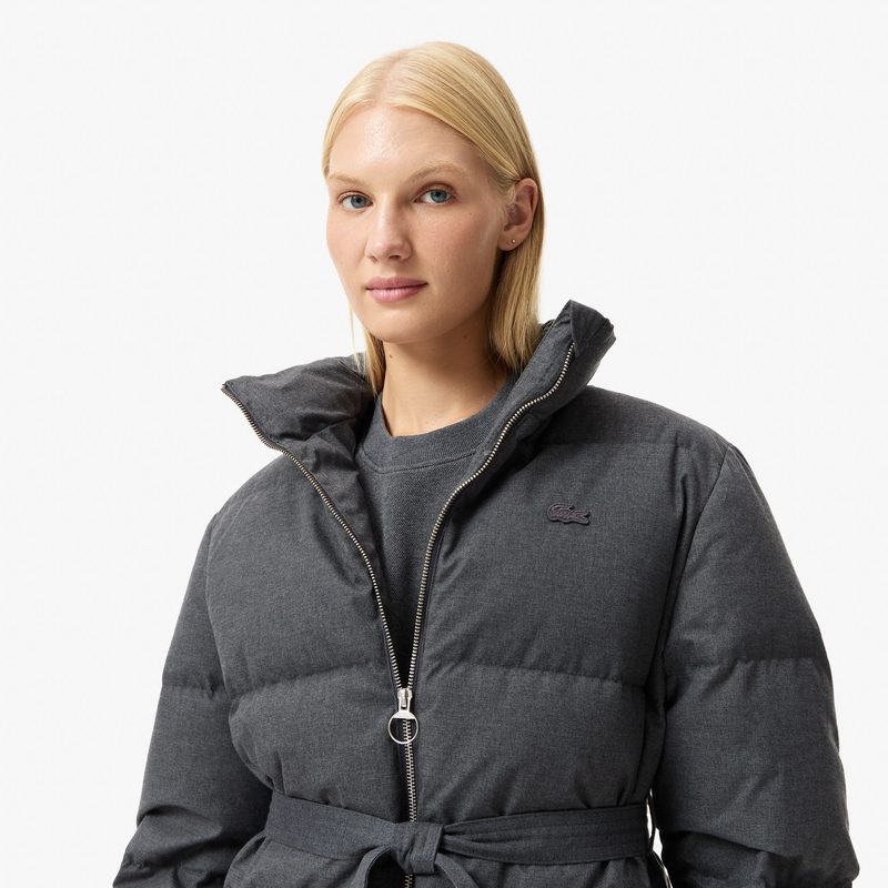 Женская парка Lacoste с воротом и поясом 3