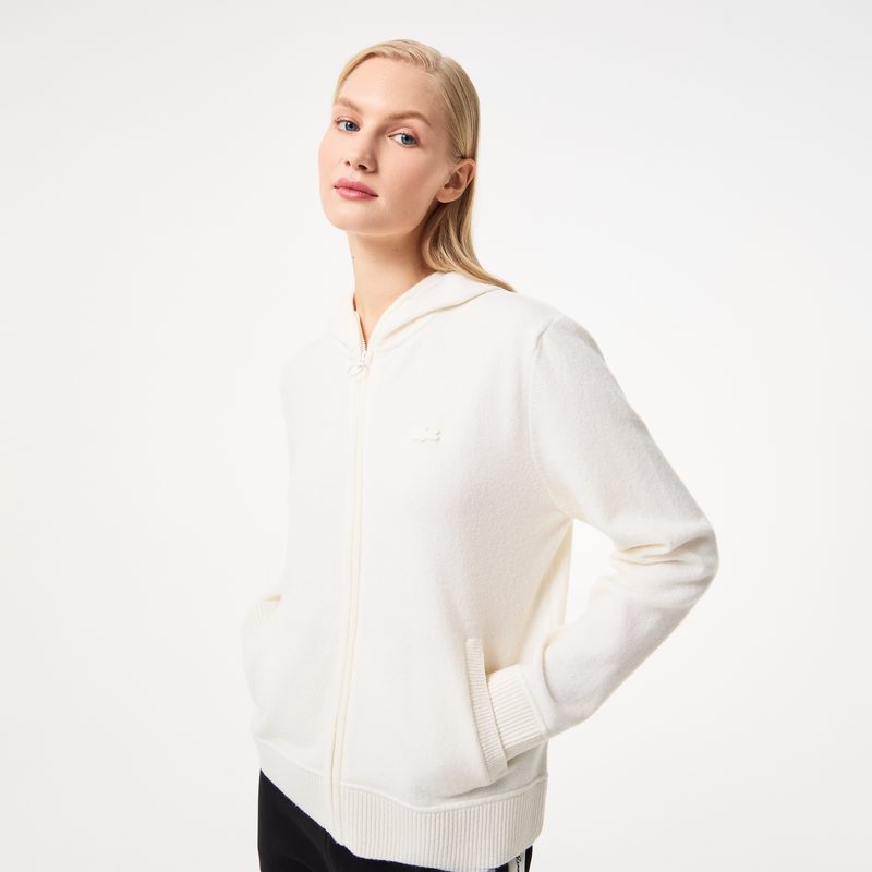 Женский шерстяной свитер-толстовка Lacoste на молнии с капюшоном 3