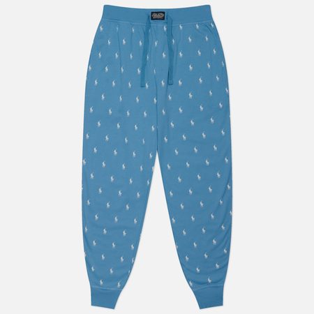 Мужские брюки Polo Ralph Lauren All Over Pony Cotton Jersey Sleep Jogger, цвет голубой