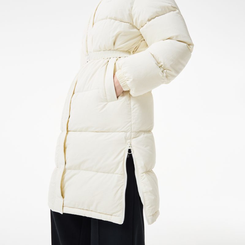 Женский длинный пуховик Lacoste с поясом 5