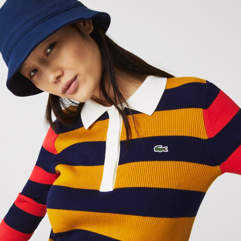 Женское платье-поло Lacoste в полоску 5