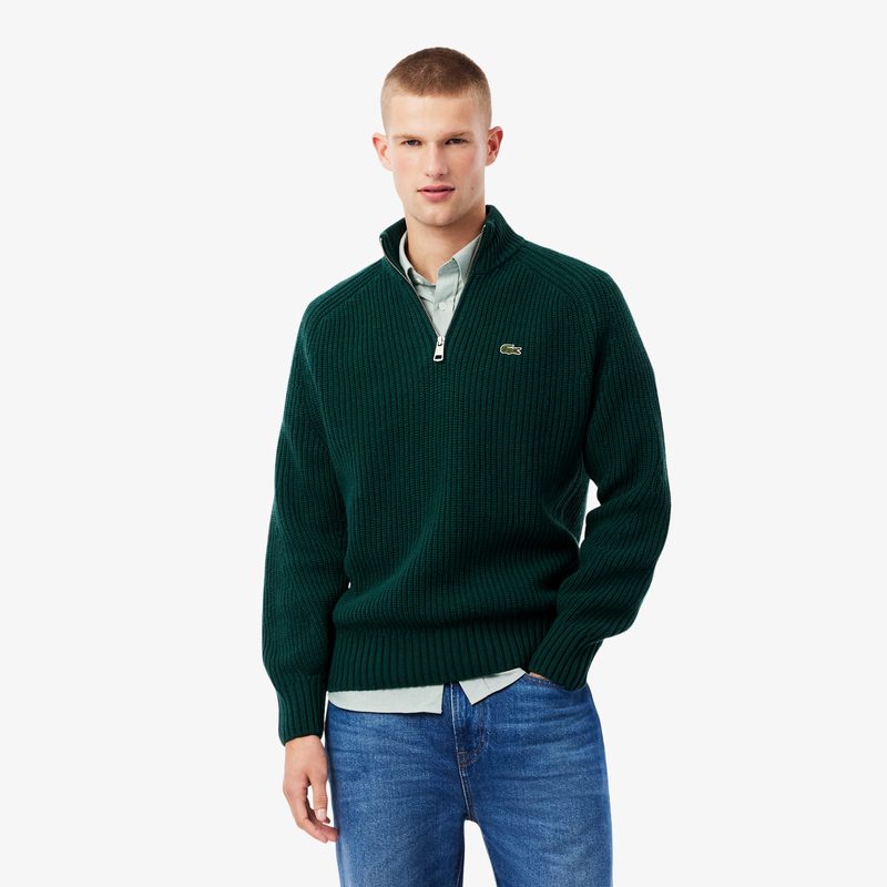 Мужской свитер Lacoste из овечьей шерсти на молнии