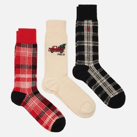 Комплект носков Polo Ralph Lauren Truck-Intarsia & Plaid Gift Box 3-Pack, цвет комбинированный