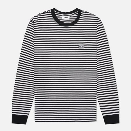 Мужской лонгслив OBEY Established Works Eyes Stripe, цвет чёрный