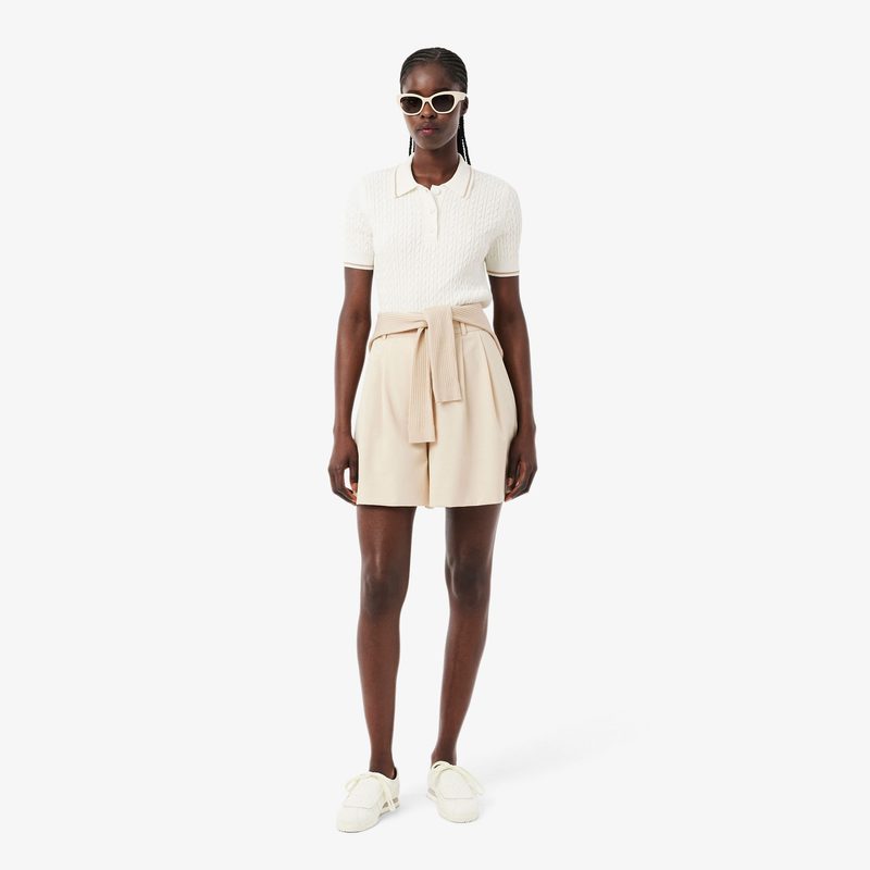 Женское поло Lacoste фактурной вязки 5
