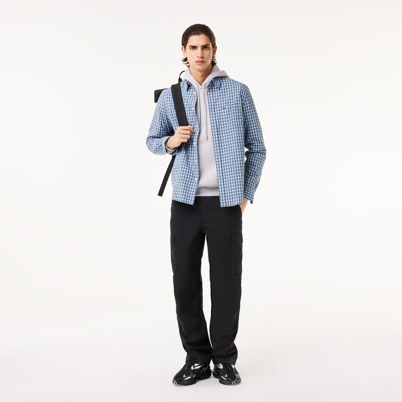 Мужская рубашка Lacoste Check Poplin в клетку 4