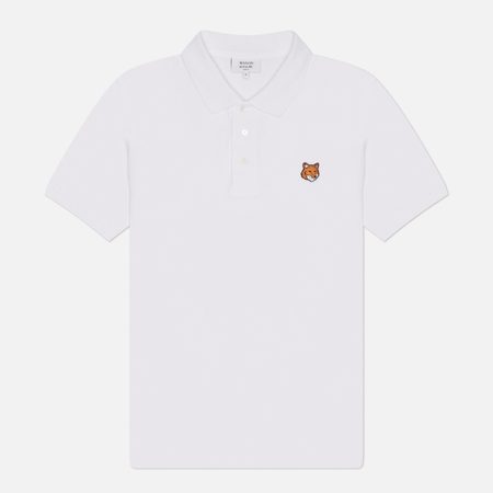 Мужское поло Maison Kitsune Fox Head Regular, цвет белый