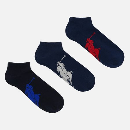 Комплект носков Polo Ralph Lauren Big Pony Low 3-Pack, цвет комбинированный