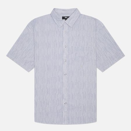 Мужская рубашка Stussy Wavy Stripe, цвет голубой