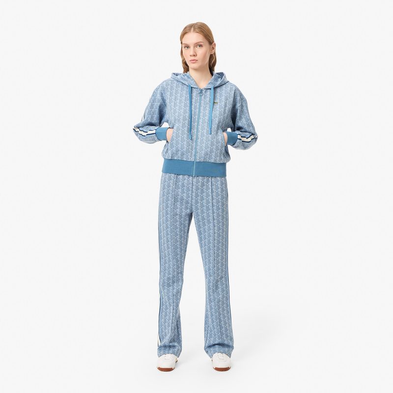 Женские расклешенные спортивные брюки Lacoste с монограммой 4