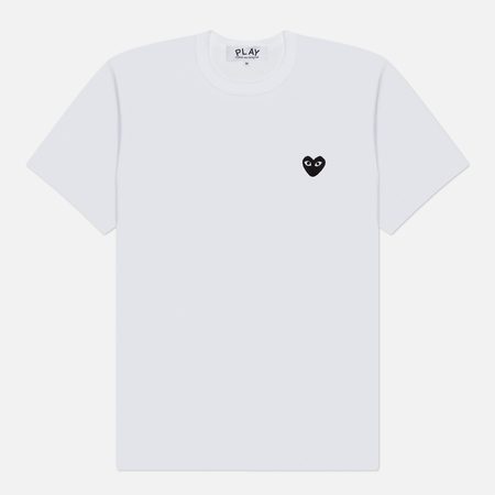 Мужская футболка Comme des Garcons Play Black Emblem, цвет белый