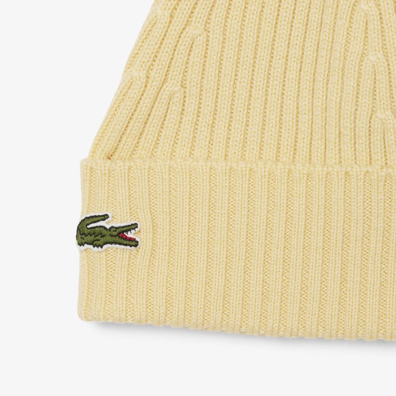 Шерстяная шапка Lacoste унисекс в рубчик 2