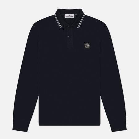 Мужской лонгслив Stone Island Organic Cotton Pique With Stretch Slim Polo, цвет синий