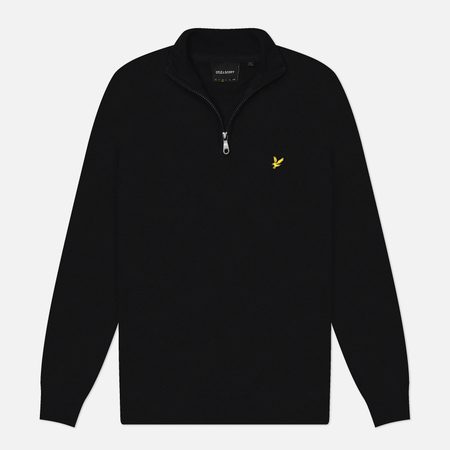 Мужской свитер Lyle & Scott Cotton Merino Quarter Zip, цвет чёрный