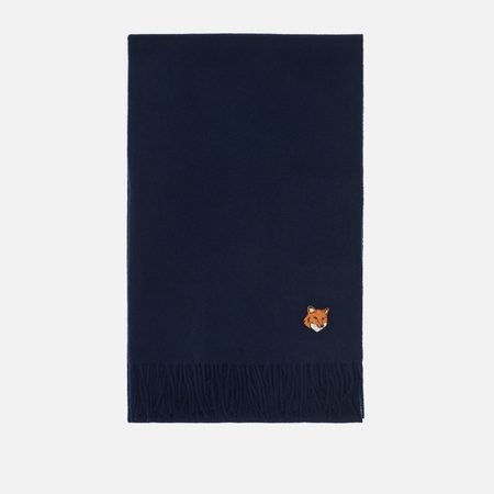 Шарф Maison Kitsune Fox Head, цвет синий