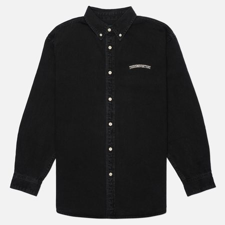 Мужская рубашка thisisneverthat Washed Denim Embroidered, цвет чёрный