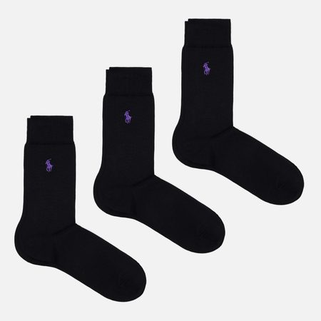 Комплект носков Polo Ralph Lauren Mercerized Cotton 3-Pack, цвет чёрный